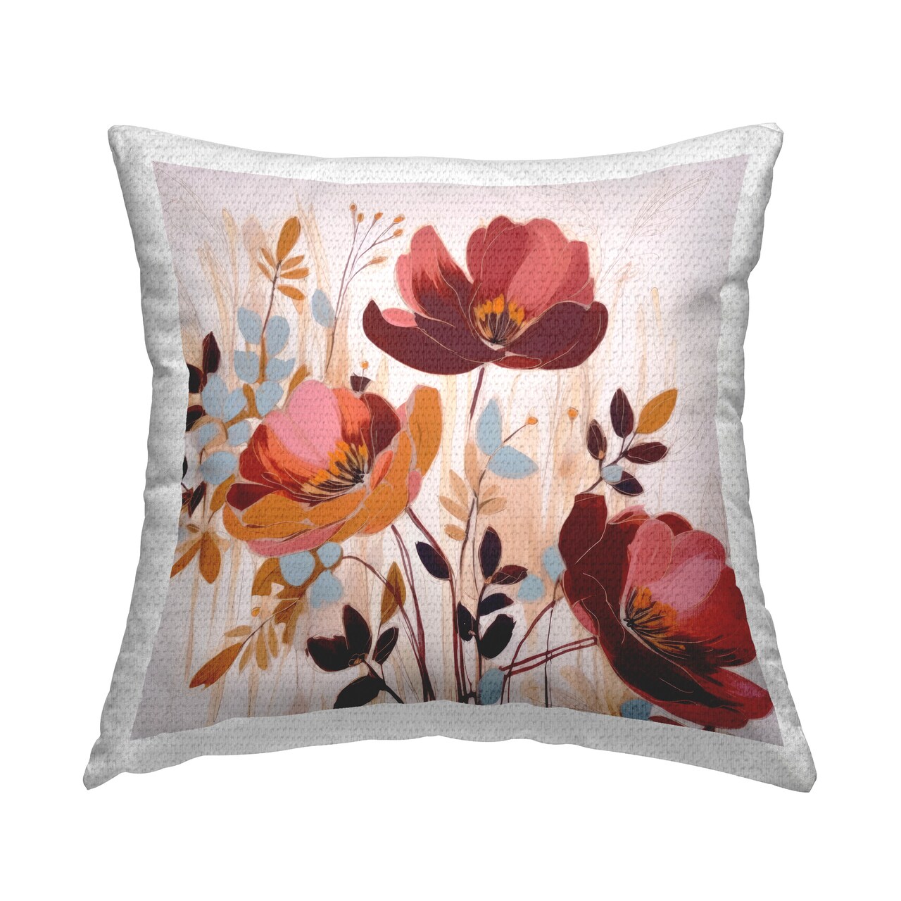 Bold Red Poppies Design by Lazar Studio Outdoor Printed Pillow